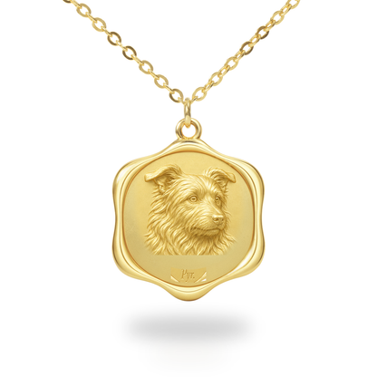 Soulyshine Pyrenean Shepherd Precious Paw personalized pet photo necklace - 18K Gold Vermeil front