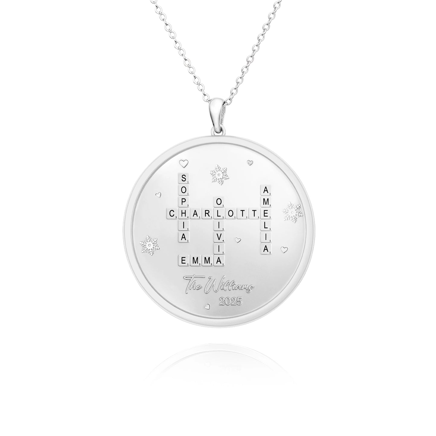 Soulyshine Family Crossword Personalized Love Piece - Necklace in Sterling Silver/14K Gold Vermeil