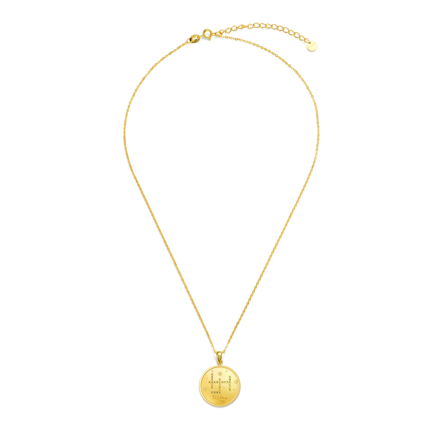 Soulyshine Family Crossword Personalized Love Piece - Necklace in Sterling Silver/14K Gold Vermeil