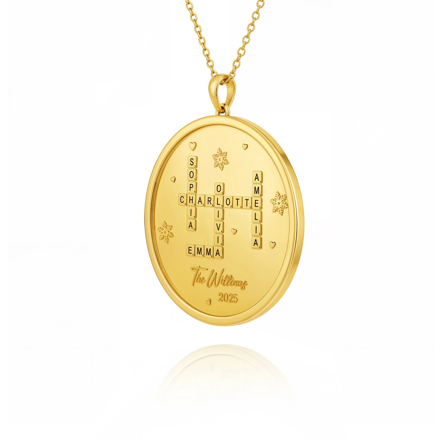 Soulyshine Family Crossword Personalized Love Piece - Necklace in Sterling Silver/14K Gold Vermeil