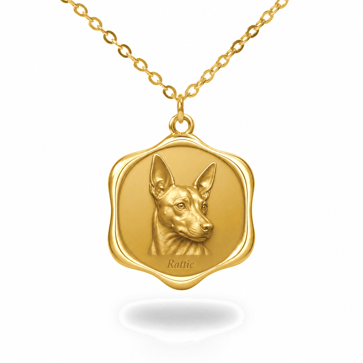 Soulyshine Rat Terrier Precious Paw personalized pet photo necklace - 18K Gold Vermeil front