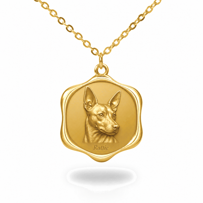 Soulyshine Rat Terrier Precious Paw personalized pet photo necklace - 18K Gold Vermeil front