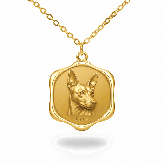 Soulyshine Rat Terrier Precious Paw personalized pet photo necklace - 18K Gold Vermeil front