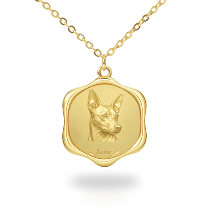 Soulyshine Rat Terrier Precious Paw personalized pet photo necklace - 18K Gold Vermeil front