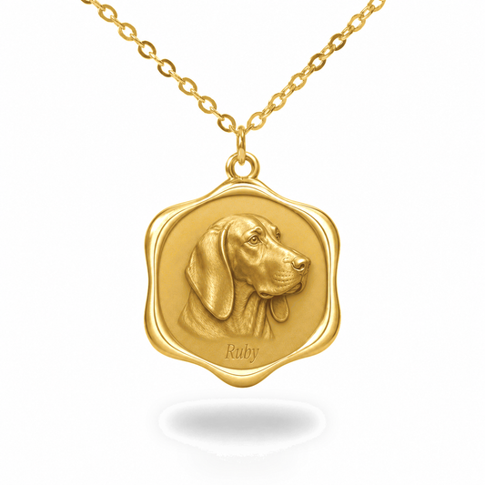 Soulyshine Redbone Coonhound Precious Paw personalized pet photo necklace - 18K Gold Vermeil front