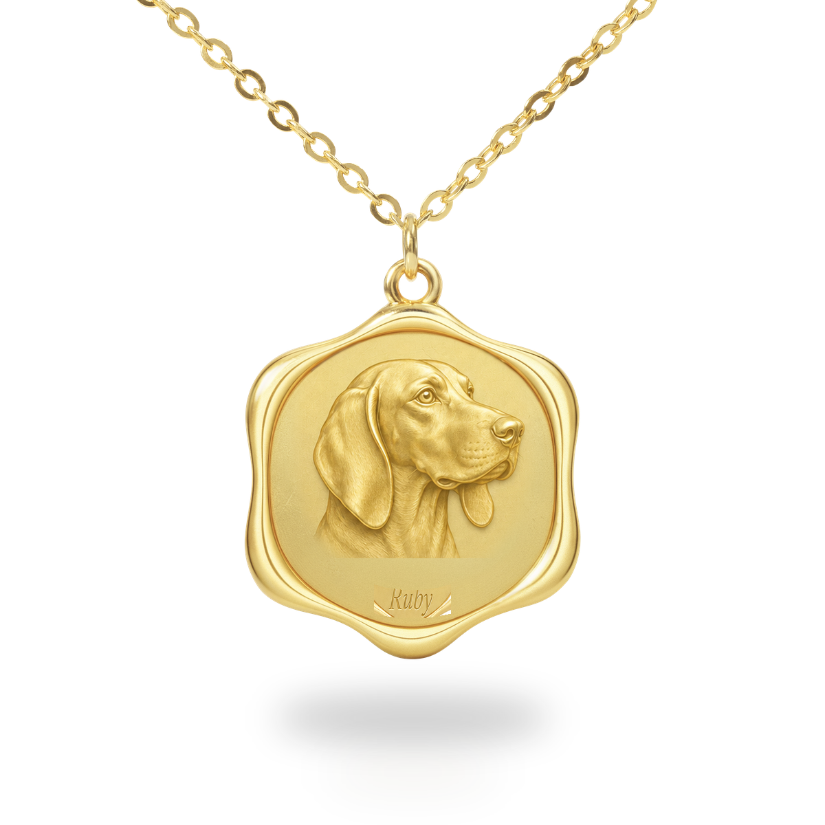 Soulyshine Redbone Coonhound Precious Paw personalized pet photo necklace - 18K Gold Vermeil front