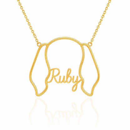 Soulyshine Redbone Coonhound personalized outline pet face and name necklace in gold