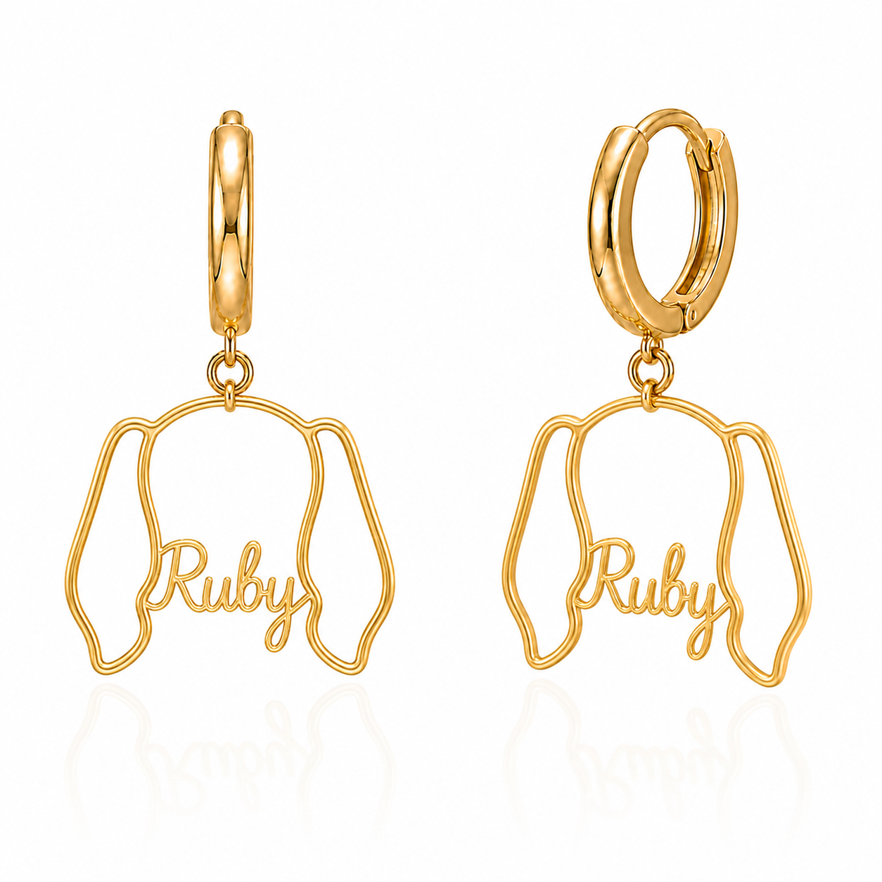 Redbone Coonhound Ruby personalized pet face earrings