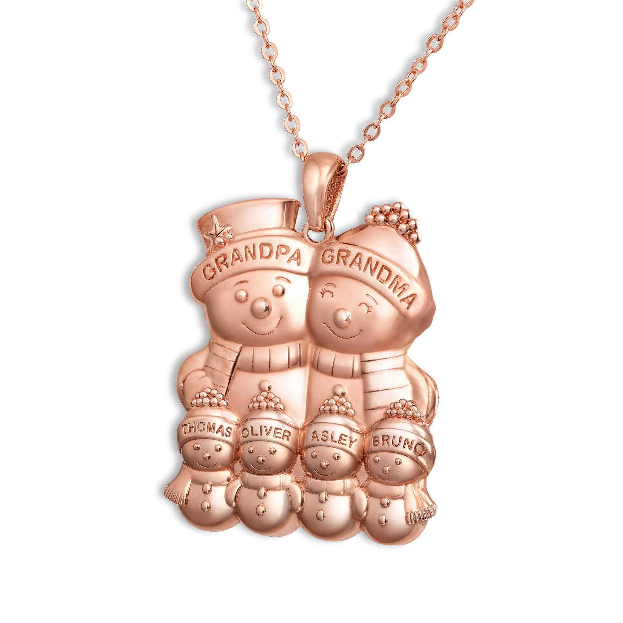 Soulyshine Personalized Cute Snowman Family Christmas - Handmade Necklace in Silver/14K Gold Vermeil