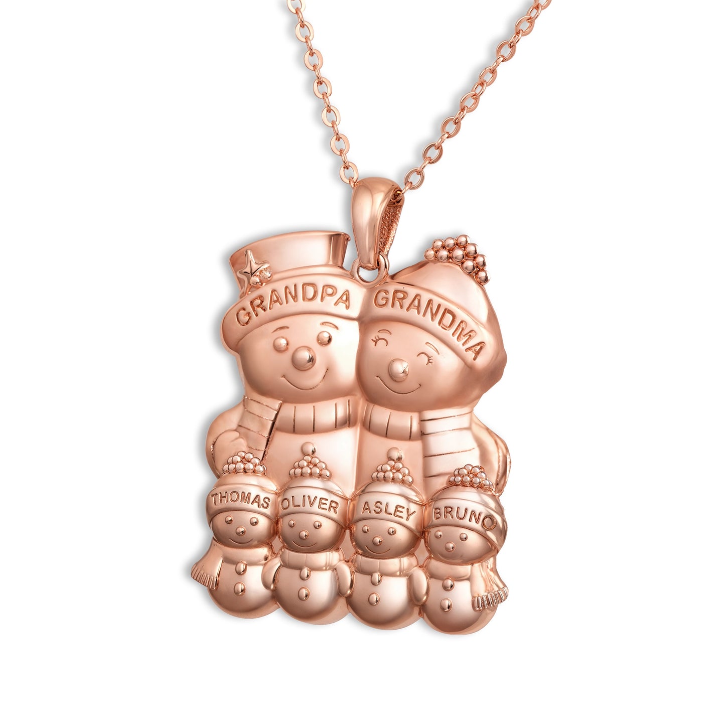 Soulyshine Personalized Cute Snowman Family Christmas - Handmade Necklace in Silver/14K Gold Vermeil
