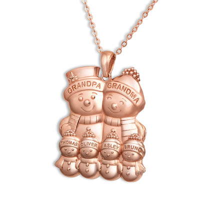 Soulyshine Personalized Cute Snowman Family Christmas - Handmade Necklace in Silver/14K Gold Vermeil