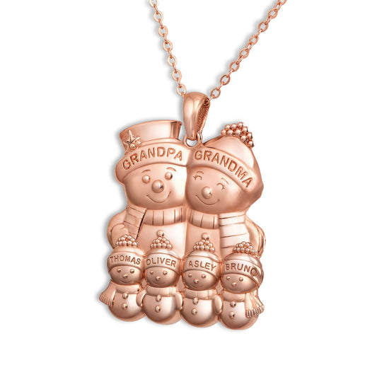 Soulyshine Personalized Cute Snowman Family Christmas - Handmade Necklace in Silver/14K Gold Vermeil