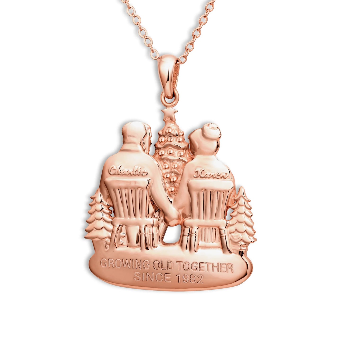 Soulyshine Personalized Christmas Couple Growing Old Together - Handmade Necklace in Silver/14K Gold Vermeil