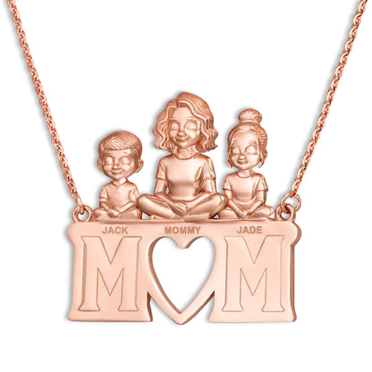 Soulyshine Personalized Mom and Her Children - Handmade Necklace in Silver/14K Gold Vermeil