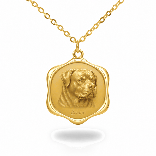 Soulyshine Rottweiler Precious Paw personalized pet photo necklace - 18K Gold Vermeil front