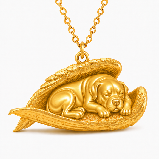 Soulyshine Rottweiler The Sleeping Angel – Personalized Pet Necklace - 18K Gold Vermeil front