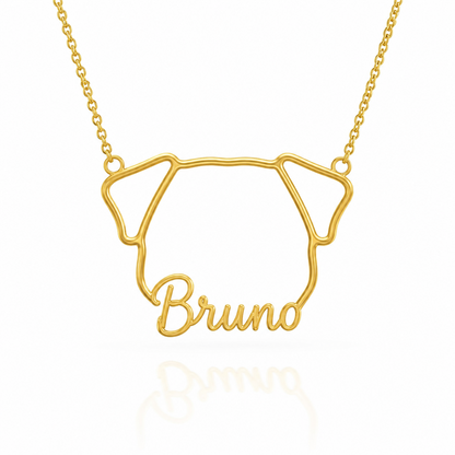 Soulyshine Rottweiler personalized outline pet face and name necklace in gold