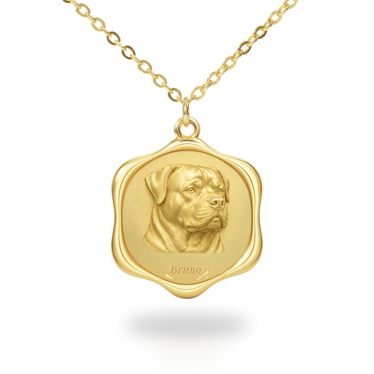 Soulyshine Rottweiler Precious Paw personalized pet photo necklace - 18K Gold Vermeil front
