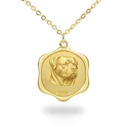 Soulyshine Rottweiler Precious Paw personalized pet photo necklace - 18K Gold Vermeil front