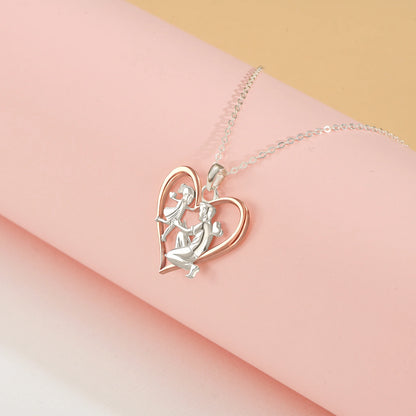 Daughter is Running Into Dad’s Arms Rosegold Vermeil and Silver Necklace