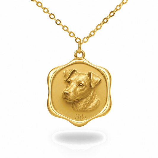 Soulyshine Russell Terrier Precious Paw personalized pet photo necklace - 18K Gold Vermeil front