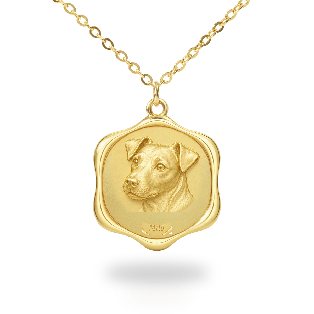 Soulyshine Russell Terrier Precious Paw personalized pet photo necklace - 18K Gold Vermeil front