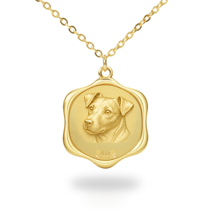 Soulyshine Russell Terrier Precious Paw personalized pet photo necklace - 18K Gold Vermeil front