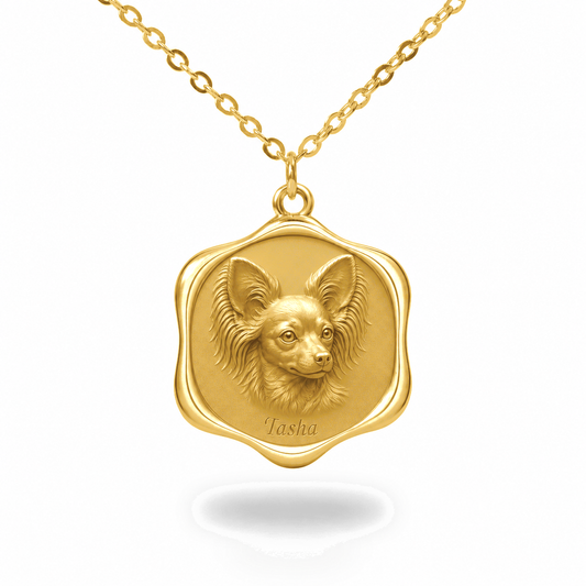 Soulyshine Russian Toy Precious Paw personalized pet photo necklace - 18K Gold Vermeil front