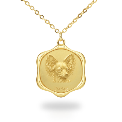 Soulyshine Russian Toy Precious Paw personalized pet photo necklace - 18K Gold Vermeil front