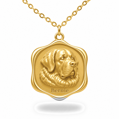 Soulyshine Saint Bernard Precious Paw personalized pet photo necklace - 18K Gold Vermeil front