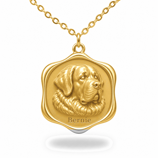 Soulyshine Saint Bernard Precious Paw personalized pet photo necklace - 18K Gold Vermeil front