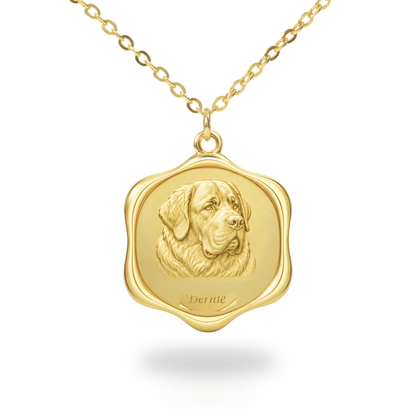 Soulyshine Saint Bernard Precious Paw personalized pet photo necklace - 18K Gold Vermeil front
