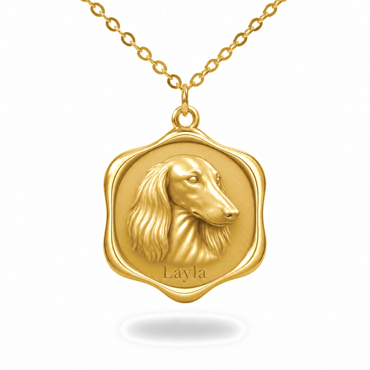 Soulyshine Saluki Precious Paw personalized pet photo necklace - 18K Gold Vermeil front