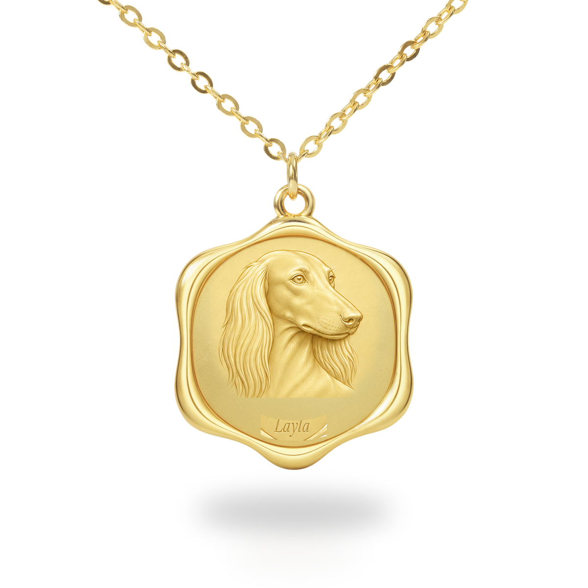 Soulyshine Saluki Precious Paw personalized pet photo necklace - 18K Gold Vermeil front