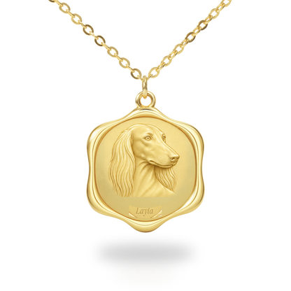 Soulyshine Saluki Precious Paw personalized pet photo necklace - 18K Gold Vermeil front