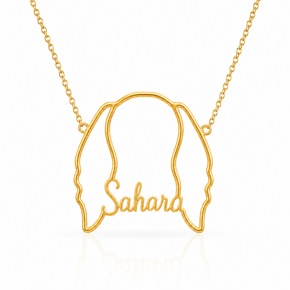 Soulyshine Saluki personalized outline pet face and name necklace in gold