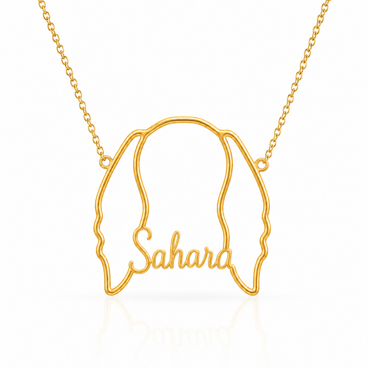 Soulyshine Saluki personalized outline pet face and name necklace in gold