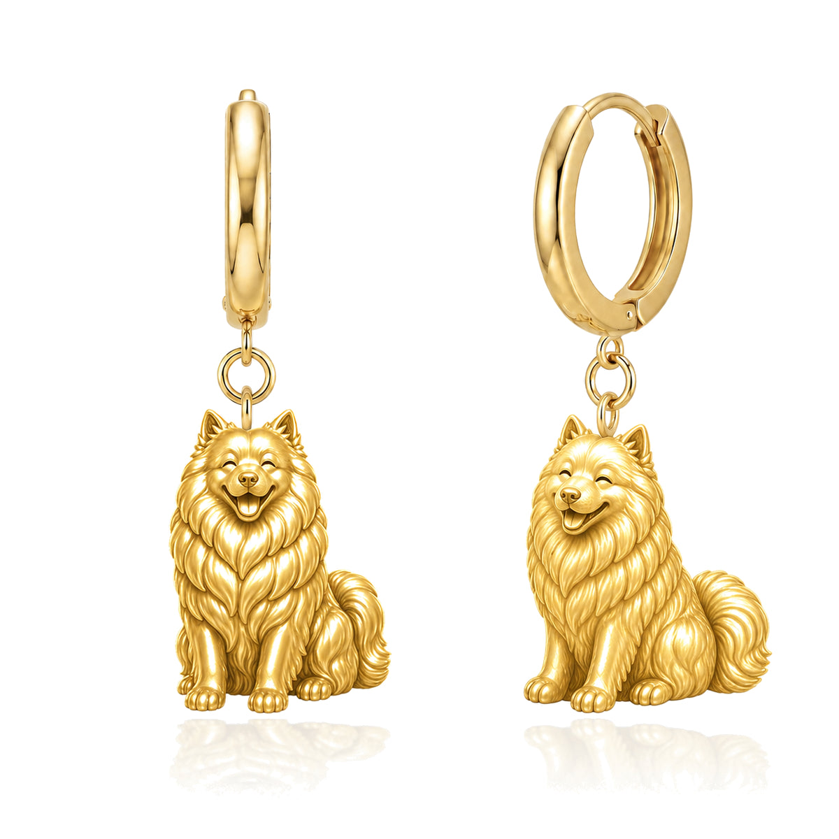 Samoyed personalized companion handcrafted huggie earrings