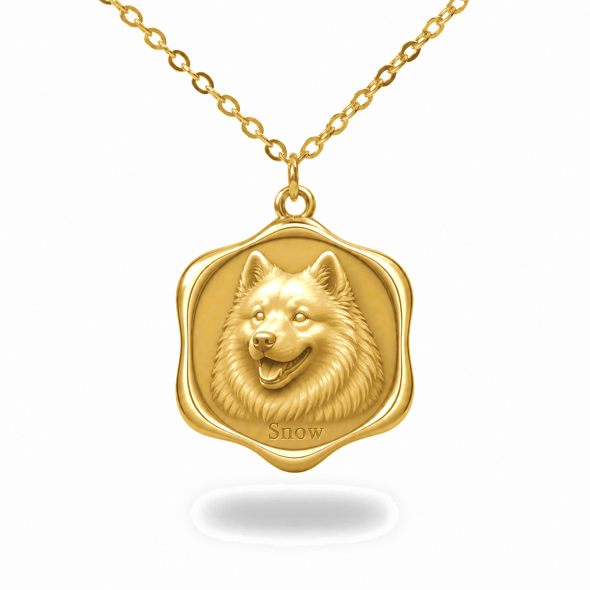 Soulyshine Samoyed Precious Paw personalized pet photo necklace - 18K Gold Vermeil front