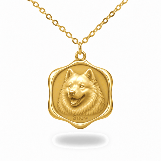 Soulyshine Samoyed Precious Paw personalized pet photo necklace - 18K Gold Vermeil front