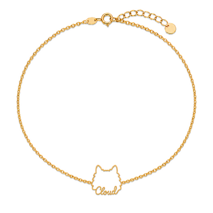 Soulyshine Samoyed Whisper Outline pet face and Cloud name handcrafted bracelet - 18K Gold Vermeil front