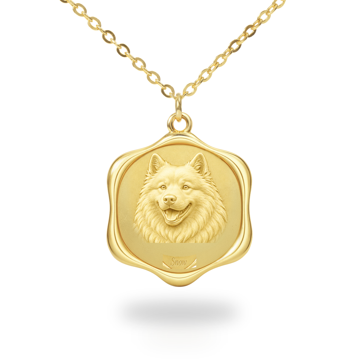 Soulyshine Samoyed Precious Paw personalized pet photo necklace - 18K Gold Vermeil front