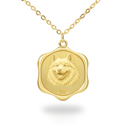 Soulyshine Samoyed Precious Paw personalized pet photo necklace - 18K Gold Vermeil front
