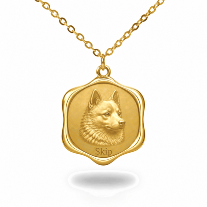 Soulyshine Schipperke Precious Paw personalized pet photo necklace - 18K Gold Vermeil front