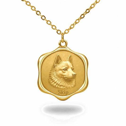 Soulyshine Schipperke Precious Paw personalized pet photo necklace - 18K Gold Vermeil front