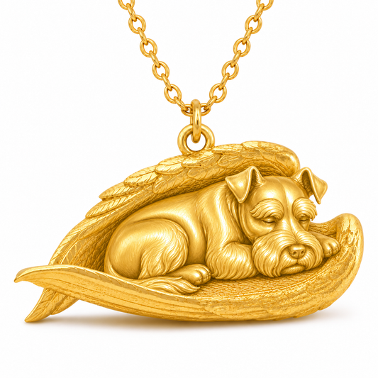 Soulyshine Schnauzer Giant The Sleeping Angel – Personalized Pet Necklace - 18K Gold Vermeil front