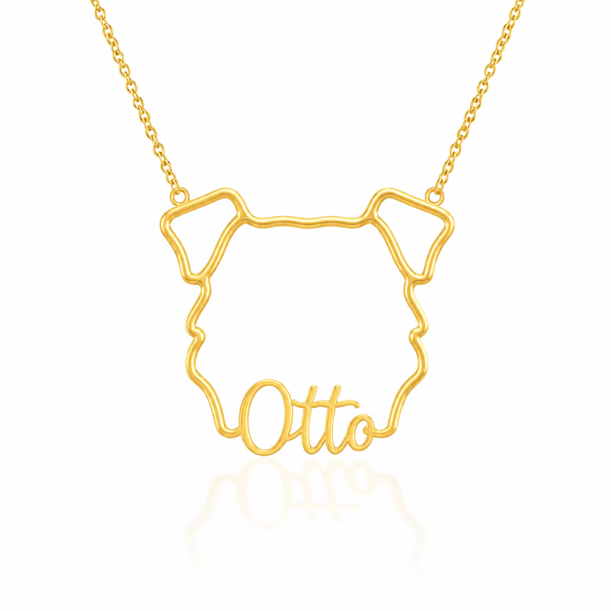 Soulyshine Schnauzer - Giant personalized outline pet face and name necklace in gold