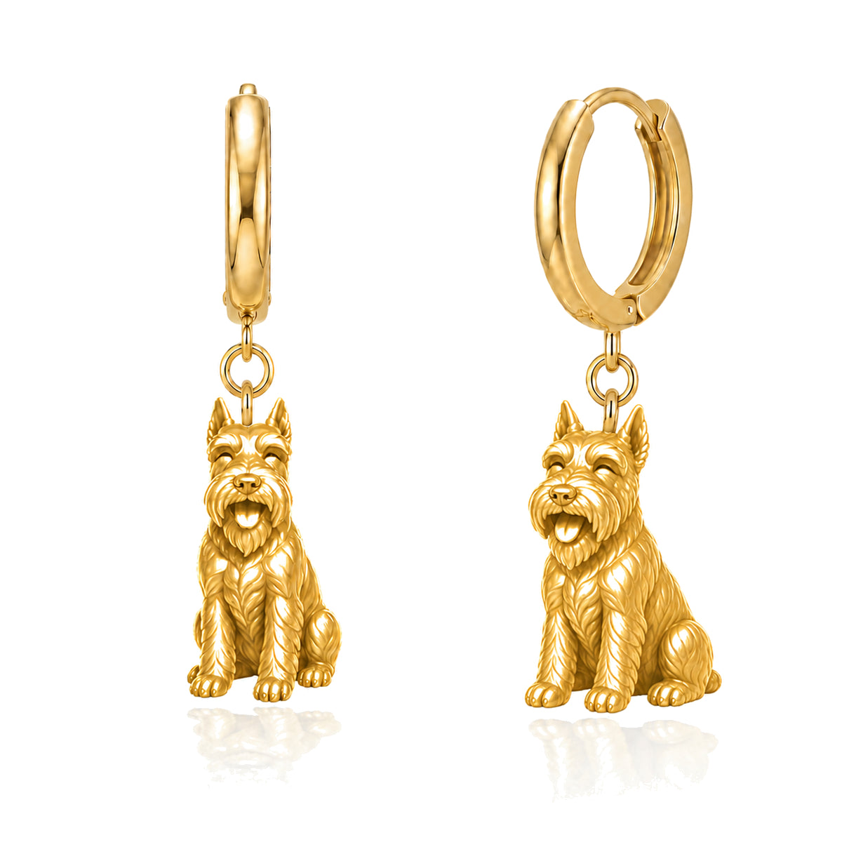 Schnauzer Miniature cropped ears personalized companion handcrafted huggie earrings