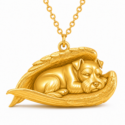 Soulyshine Schnauzer Miniature cropped ears The Sleeping Angel – Personalized Pet Necklace - 18K Gold Vermeil front