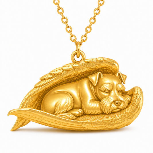 Soulyshine Schnauzer Miniature cropped ears The Sleeping Angel – Personalized Pet Necklace - 18K Gold Vermeil front